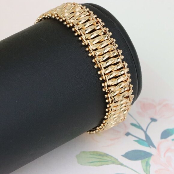 "Elegant Rose Gold Wide Link Bracelet in High Polish Finish, XPBL1121 - Picture 8 of 12